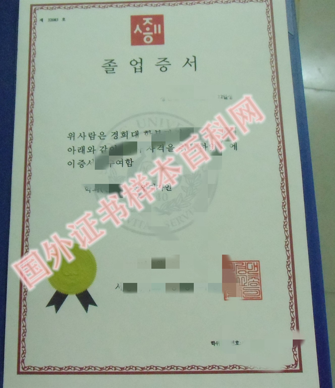 原版韩国世宗大学毕业证书样本
